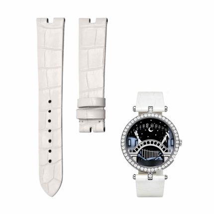 White cane grain alligator leather watch strap for Van Cleef & Arpels Poetic Complications VCARN9VI00