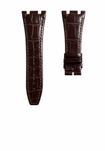 Audemars Piguet Royal Oak 15400 26331 Royal Oak Offshore 26470 15703 Alligator Leather Watch Strap Cane Grain Dark Vintage Brown Steel Lug Front