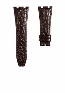 Audemars Piguet Royal Oak 15400 26331 Royal Oak Offshore 26470 15703 Alligator Leather Watch Strap Round Scale Brown Steel Lug Front