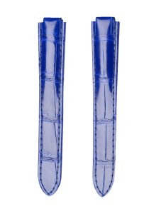 Blue Glossy Alligator Leather Replacement Watch Strap For Ballon Bleu W6920097 WE900351 WE902063