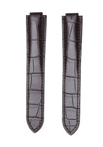 Dark Brown Glossy Alligator Leather Replacement Watch Strap For Ballon Bleu W6920097 WE900351 WE902063
