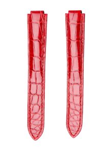 Red Glossy Alligator Leather Replacement Watch Strap For Ballon Bleu W6920097 WE900351 WE902063