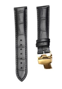 Black Calf Leather Watch Strap Black Stitch Gold Buckle For Ball Engineer II NM2082C-LJ-SL