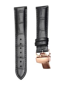 Black Calf Leather Watch Strap Black Stitch Rose Gold Buckle For Ball Engineer II NM2082C-LJ-SL