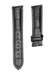 Black Calf Leather Watch Strap White Stitch No Buckle For Ball Engineer II NM2082C-LJ-SL