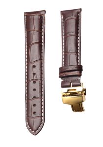 Brown Calf Leather Watch Strap White Stitch Gold Buckle For Ball Engineer II NM2082C-LJ-SL