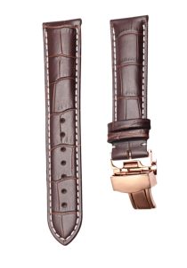 Brown Calf Leather Watch Strap White Stitch Rose Gold Buckle For Ball Engineer II NM2082C-LJ-SL