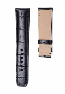 Straight Flat Black Polished Alligator Leather Watch Strap For Baume & Mercier Clifton Ref MOA10053 MOA10055 MOA10058