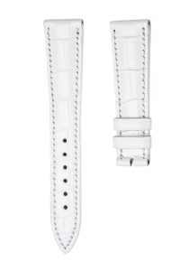White Circular Grain Genuine Alligator Leather Watch Strap Replacement Band For Blancpain Villeret 6651 6654