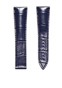 Blancpain Villeret 6025 Alligator Leather Watch Strap Cane Grain Dark Blue Front