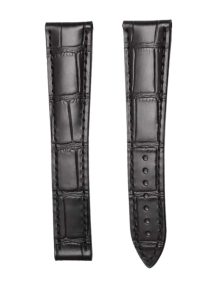 Blancpain Villeret 6025 Cowhide Leather Watch Strap Black Front
