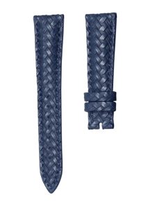 Blancpain Villeret 6106-1127-95A Braided Cowhide Leather Watch Strap Dark Blue Unstitched Active Spring Bar Front