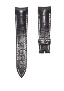 Breguet Type XXI 3810BR/92/9ZU Cane Grain Alligator Leather Watch Strap Black Beige Stitch Steel Tip Thick Pin Front