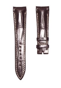 Breguet Type XXI 3810BR/92/9ZU Cane Grain Alligator Leather Watch Strap Dark Brown Beige Stitch Double Loop Thick Pin Front