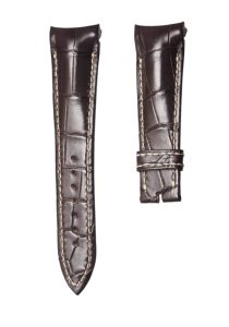 Breguet Type XXI 3810BR/92/9ZU Cane Grain Alligator Leather Watch Strap Dark Brown Beige Stitch Steel Tip Thick Pin Front