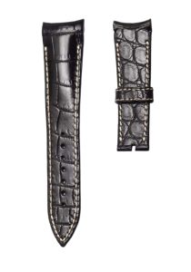 Breguet Type XXI 3810BR/92/9ZU Double Sided Cane Grain Alligator Leather Watch Strap Black Beige Stitch Steel Tip Thick Pin Front