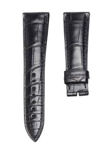 Bvlgari BvlgariBvlgari 101367 Cane Grain Alligator Leather Watch Strap Black Front
