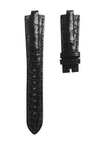 Bvlgari Diagono 102026 Round Scale Alligator Leather Watch Strap Black Front