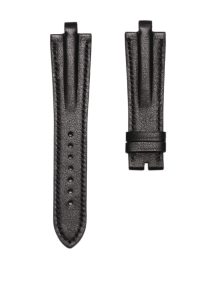Bvlgari Diagono 102026 Smooth Cowhide Leather Watch Strap Black Steel Tip Front