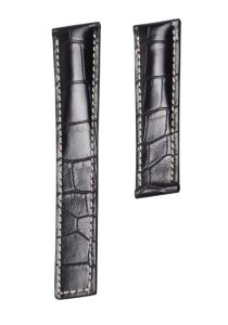 Carl F. Bucherer Patravi 00.10615.03.33.01 Alligator Watch Strap Black With Beige Thread Fold Clasp