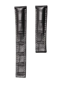 Carl F. Bucherer Patravi 00.10615.03.33.01 Cowhide Leather Watch Strap Black With Beige Thread Fold Clasp