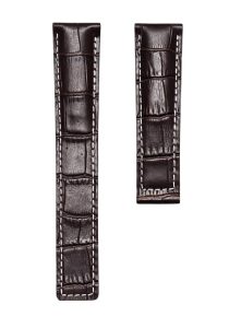 Carl F. Bucherer Patravi 00.10615.03.33.01 Cowhide Leather Watch Strap Dark Brown Cane Grain With White Thread Fold Clasp