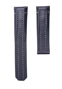 Carl F. Bucherer Patravi 00.10625.13.33.01 Calf Leather Watch Strap Navy White Stitch Red Liner Deployant Clasp