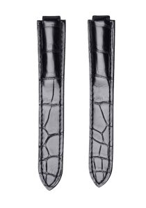 Black Alligator Leather Bare Watch Strap For Cartier Ballon Bleu W6920097 WE900351 WE902063