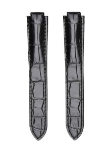 Cartier Ballon Bleu W6900651 W69016Z4 Alligator Leather Watch Strap Black Double Pointed End Front