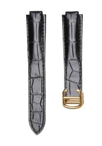 Cartier Ballon Bleu W6900651 W69016Z4 Alligator Leather Watch Strap Black Gold Pin Buckle Front
