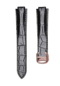 Cartier Ballon Bleu W6900651 W69016Z4 Alligator Leather Watch Strap Black Rosegold Pin Buckle Front