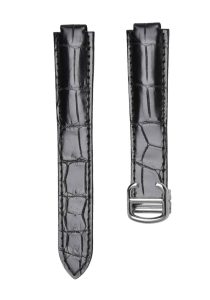 Cartier Ballon Bleu W6900651 W69016Z4 Alligator Leather Watch Strap Black Silver Pin Buckle Front
