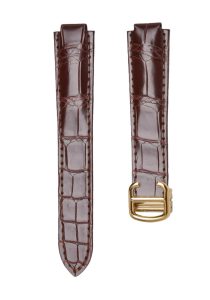 Cartier Ballon Bleu W6900651 W69016Z4 Alligator Leather Watch Strap Brown Gold Pin Buckle Front