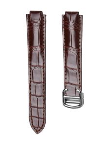 Cartier Ballon Bleu W6900651 W69016Z4 Alligator Leather Watch Strap Brown Silver Pin Buckle Front
