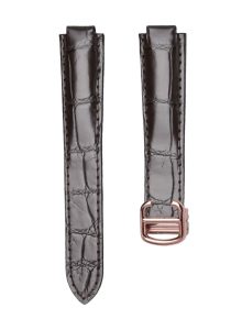 Cartier Ballon Bleu W6900651 W69016Z4 Alligator Leather Watch Strap Dark Vintage Dark Brown Rosegold Pin Buckle Front