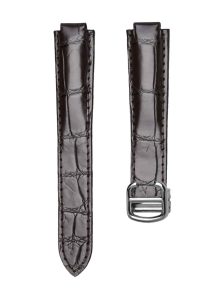 Cartier Ballon Bleu W6900651 W69016Z4 Alligator Leather Watch Strap Dark Vintage Dark Brown Silver Pin Buckle Front