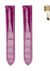 Rose Red Glossy Alligator Leather Watch Strap With Gold Buckle For Cartier Clé de Cartier WSCL0016 WJCL0014 WJCL0031