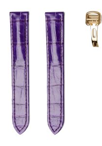 Purple Glossy Alligator Leather Watch Strap With Gold Buckle For Cartier Clé de Cartier WSCL0016 WJCL0014 WJCL0031