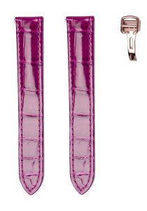 Rose Red Glossy Alligator Leather Watch Strap With Gold Buckle For Cartier Clé de Cartier WSCL0016 WJCL0014 WJCL0031