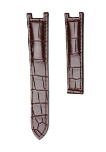 Brown Alligator Leather Watch Strap Front View Without Buckle For Cartier Pasha WSPA0013 WJPA0012