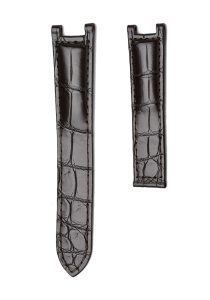 Dark Brown Alligator Leather Watch Strap Front View Without Buckle For Cartier Pasha WSPA0013 WJPA0012