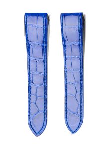 Blue Alligator Leather Watch Strap Front View For Cartier Santos WSSA0010