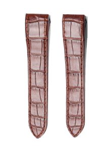 Brown Alligator Leather Watch Strap Front View For Cartier Santos WSSA0010