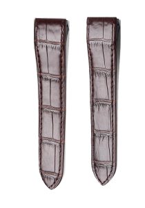 Dark Brown Alligator Leather Watch Strap Front View For Cartier Santos WSSA0010