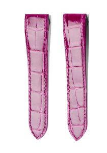 Fuchsia Alligator Leather Watch Strap Front View For Cartier Santos WSSA0010