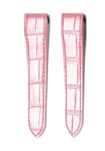 Pink Alligator Leather Watch Strap Front View For Cartier Santos WSSA0010