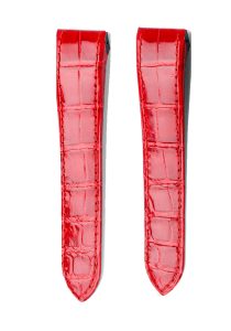 Red Alligator Leather Watch Strap Front View For Cartier Santos WSSA0010
