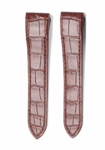 Brown Alligator Leather Watch Strap Front View For Cartier Santos 100 W20106X8 W20073X8