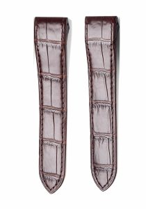Dark Brown Alligator Leather Watch Strap Front View For Cartier Santos 100 W20106X8 W20073X8