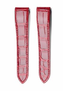Dark Red Alligator Leather Watch Strap Front View For Cartier Santos 100 W20106X8 W20073X8